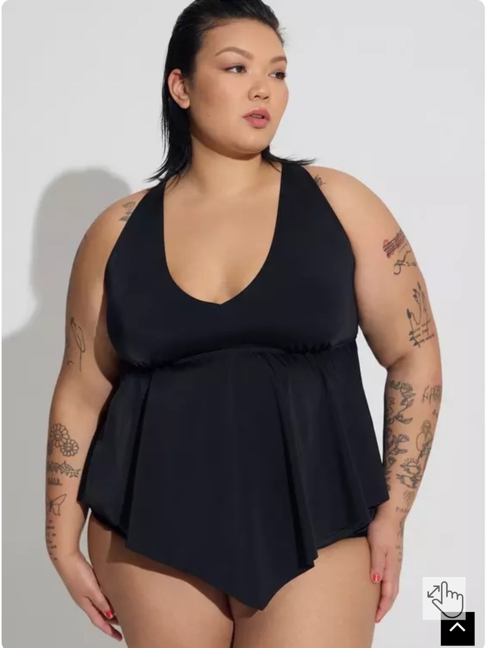 NWT Torrid Wireless V-Neck Tankini Swim Top | Deep Black | Size 4 (4X)